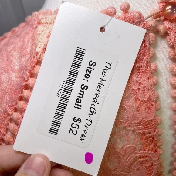 Everly Pink and Cream Lace Mini Dress NWT - Picture 6 of 14